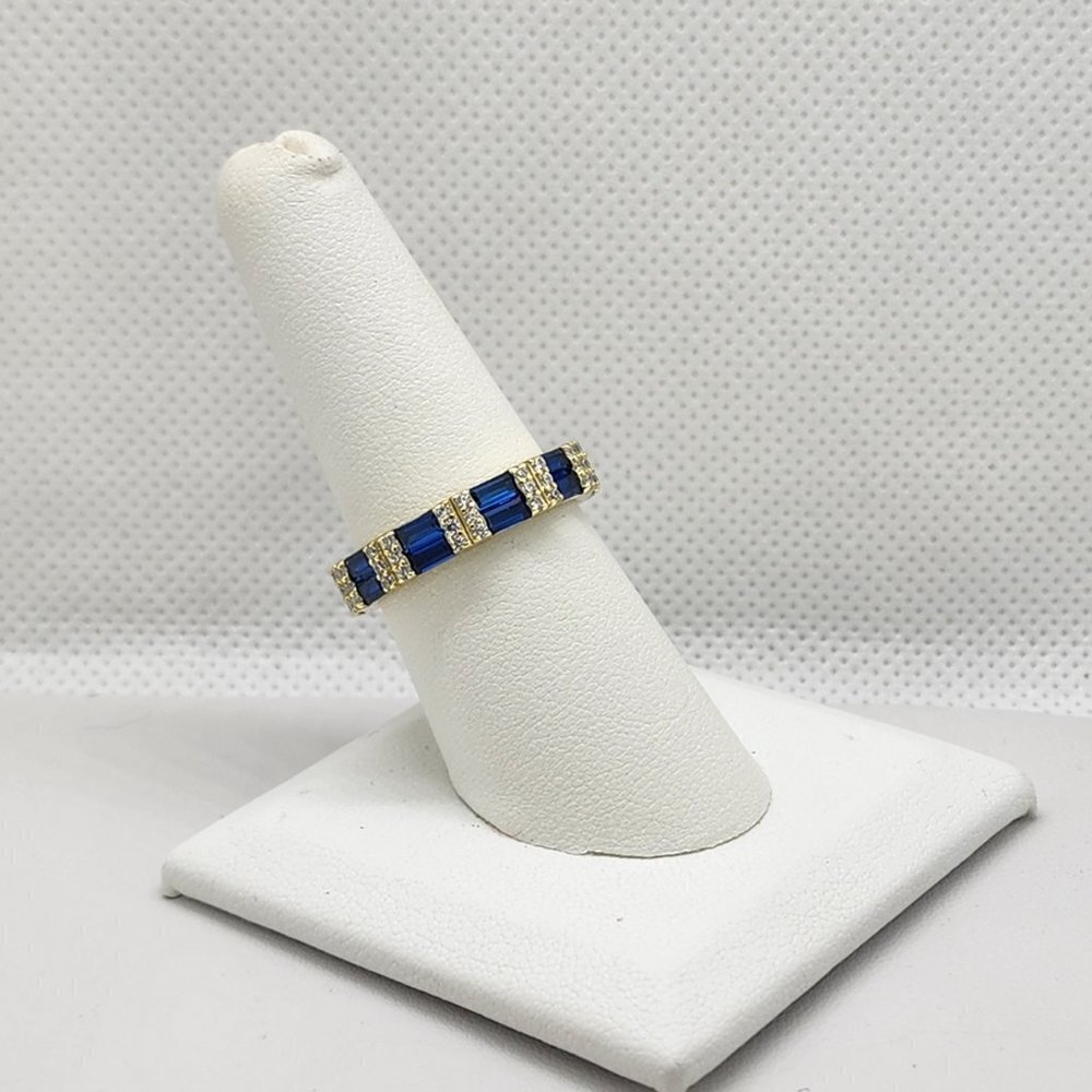 Brand New Sterling Silver 925 Blue Gemstone & CZ Ring - Picture 5 of 5